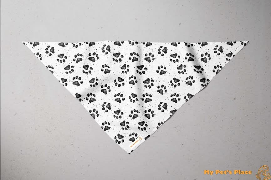Paw print dog bandana unfolded